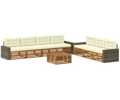 Lauko sofos komplektas 8 pcs Natūralus ir grietinėlė