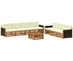 Lauko sofos komplektas 8 pcs Natūralus ir grietinėlė