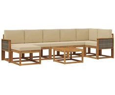 Lauko sofos komplektas 8 pcs Natūralus ir bežinis Poliesteris