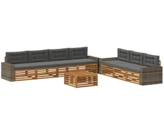Lauko sofos komplektas 8 pcs Natūralus ir antracitas