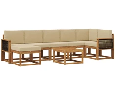Lauko sofos komplektas 8 pcs Natūralus ir bežinis Poliesteris