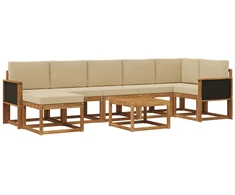 Lauko sofos komplektas 8 pcs Natūralus ir bežinis Poliesteris