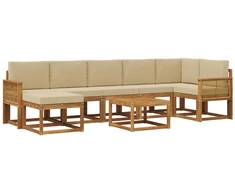 Lauko sofos komplektas 8 pcs Natūralus ir bežinis Poliesteris