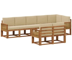 Lauko sofos komplektas 8 pcs Natūralus ir bežinis Poliesteris