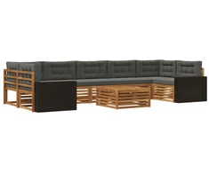 Lauko sofos komplektas 8 pcs Natūralus ir antracitas