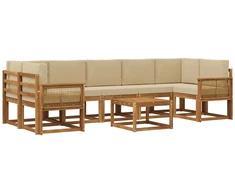 Lauko sofos komplektas 8 pcs Natūralus ir bežinis Poliesteris