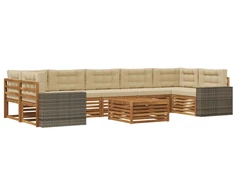 Lauko sofos komplektas 8 pcs Natūralus ir bežinis