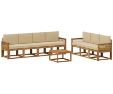 Lauko sofos komplektas 8 pcs Natūralus ir bežinis Poliesteris