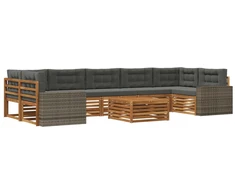 Lauko sofos komplektas 8 pcs Natūralus ir antracitas