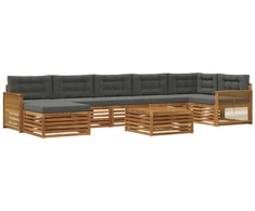 Lauko sofos komplektas 8 pcs Natūralus ir antracitas