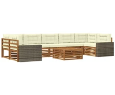 Lauko sofos komplektas 8 pcs Natūralus ir grietinėlė