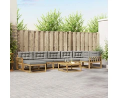 Lauko sofos komplektas 8 vnt. Balta ir šviesiai pilka