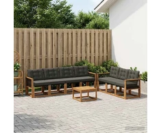 Lauko sofos komplektas 8 vnt. Natūrali ir juoda 59 x 59 x 37 cm