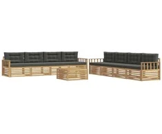 Lauko sofos komplektas 9 pcs Balta ir antracito Poliesteris