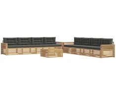 Lauko sofos komplektas 9 pcs Balta ir antracito