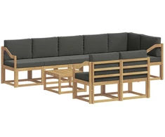 Lauko sofos komplektas 9 pcs Balta ir antracito Poliesteris