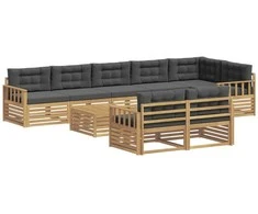 Lauko sofos komplektas 9 pcs Balta ir antracito Poliesteris