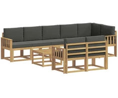 Lauko sofos komplektas 9 pcs Balta ir antracito Poliesteris