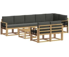 Lauko sofos komplektas 9 pcs Balta ir antracito Poliesteris