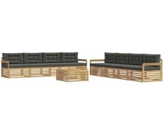 Lauko sofos komplektas 9 pcs Balta ir antracito Poliesteris