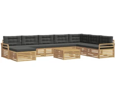 Lauko sofos komplektas 9 pcs Balta ir antracito