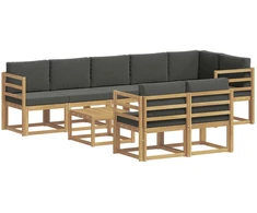 Lauko sofos komplektas 9 pcs Balta ir antracito Poliesteris