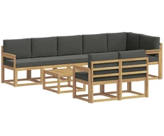 Lauko sofos komplektas 9 pcs Balta ir antracito Poliesteris