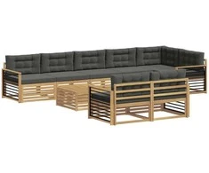 Lauko sofos komplektas 9 pcs Balta ir antracito Poliesteris