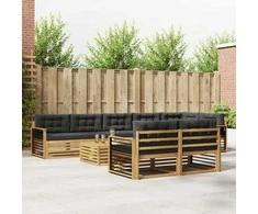 Lauko sofos komplektas 9 pcs Balta ir antracito Poliesteris