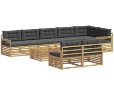 Lauko sofos komplektas 9 pcs Balta ir antracito Poliesteris