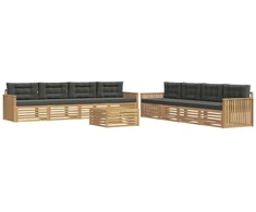 Lauko sofos komplektas 9 pcs Balta ir antracito