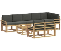 Lauko sofos komplektas 9 pcs Balta ir antracito Poliesteris