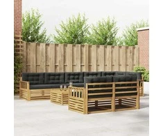 Lauko sofos komplektas 9 pcs Balta ir antracito Poliesteris
