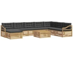 Lauko sofos komplektas 9 pcs Balta ir antracito Poliesteris