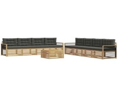 Lauko sofos komplektas 9 pcs Balta ir antracito Poliesteris