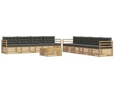 Lauko sofos komplektas 9 pcs Balta ir antracito Poliesteris