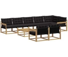 Lauko sofos komplektas 9 pcs Balta ir juoda 79 x 79 x 37 cm