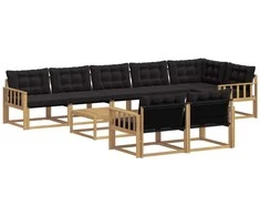 Lauko sofos komplektas 9 pcs Balta ir juoda 79 x 79 x 37 cm