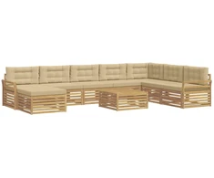 Lauko sofos komplektas 9 pcs Balta ir kreminė
