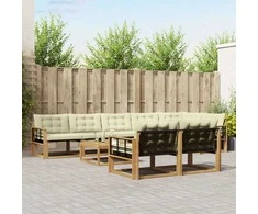 Lauko sofos komplektas 9 pcs Balta ir kreminė 79 x 79 x 37 cm