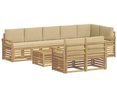 Lauko sofos komplektas 9 pcs Balta ir kreminė 59 x 59 x 37 cm