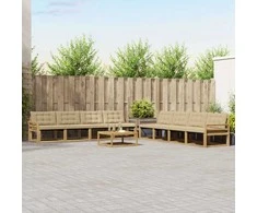 Lauko sofos komplektas 9 pcs Balta ir kreminė 79 x 79 x 37 cm
