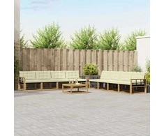 Lauko sofos komplektas 9 pcs Balta ir kreminė 79 x 79 x 37 cm