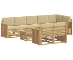 Lauko sofos komplektas 9 pcs Balta ir kreminė 59 x 59 x 37 cm