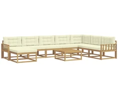 Lauko sofos komplektas 9 pcs Balta ir kreminė