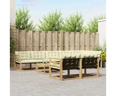 Lauko sofos komplektas 9 pcs Balta ir kreminė 79 x 79 x 37 cm