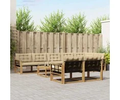 Lauko sofos komplektas 9 pcs Balta ir kreminė 79 x 79 x 37 cm