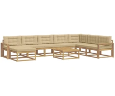 Lauko sofos komplektas 9 pcs Balta ir kreminė