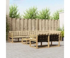 Lauko sofos komplektas 9 pcs Balta ir kreminė 79 x 79 x 37 cm
