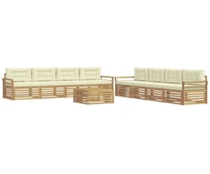 Lauko sofos komplektas 9 pcs Balta ir kreminė